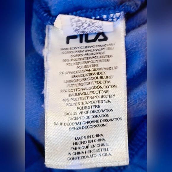 Fila Blue Velour Half Zip Hoodie w Black Logo. - Picture 14 of 14